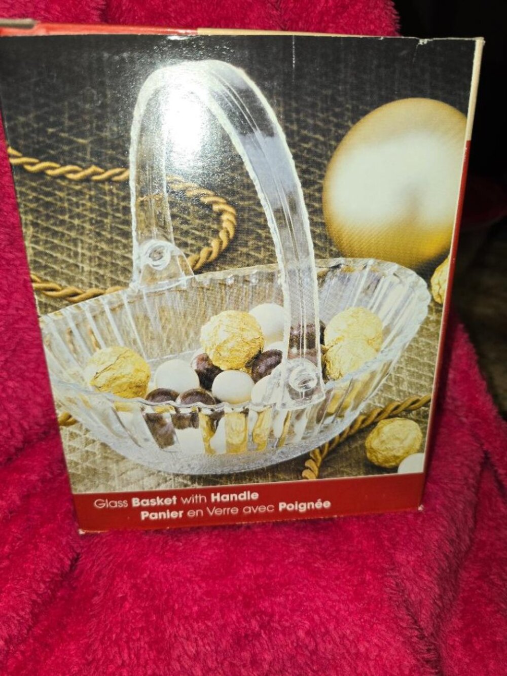 Glass Basket w/Handle NWT